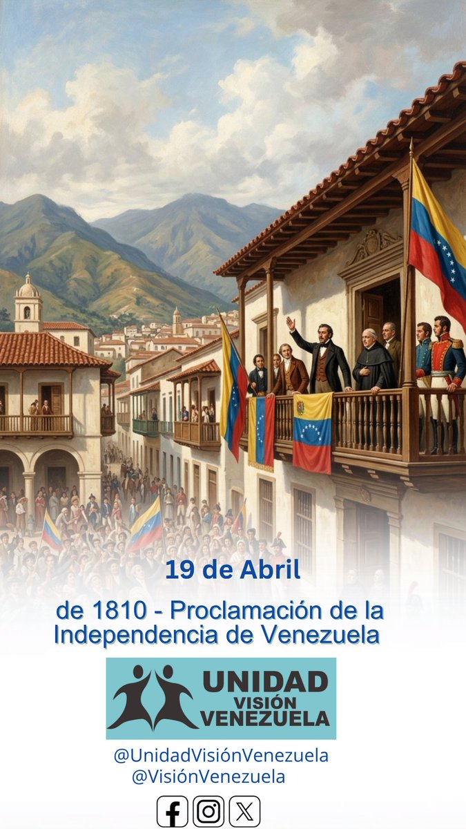 Hoy recordamos el grito de libertad que cambió nuestro destino. El #19DeAbril de 1810, los venezolanos decidieron tomar las riendas de su futuro. Desde Unidad Visión Venezuela, honramos ese espíritu de unión y determinación que marcó el inicio de nuestra independencia. 
#Domingo