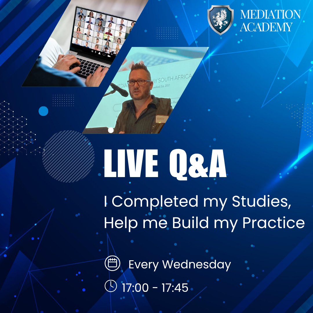 Live Q&amp;A Tonight     Time: 17:00 – 17:45

Join us tonight at 17:00 as we explain how the ADR International Register and local SAQA-aligned standards work together to give you a competitive edge.  Reserve your spot : mediationacademy.co.za/contact-us

#GlobalMediator #ADRInternational #QA