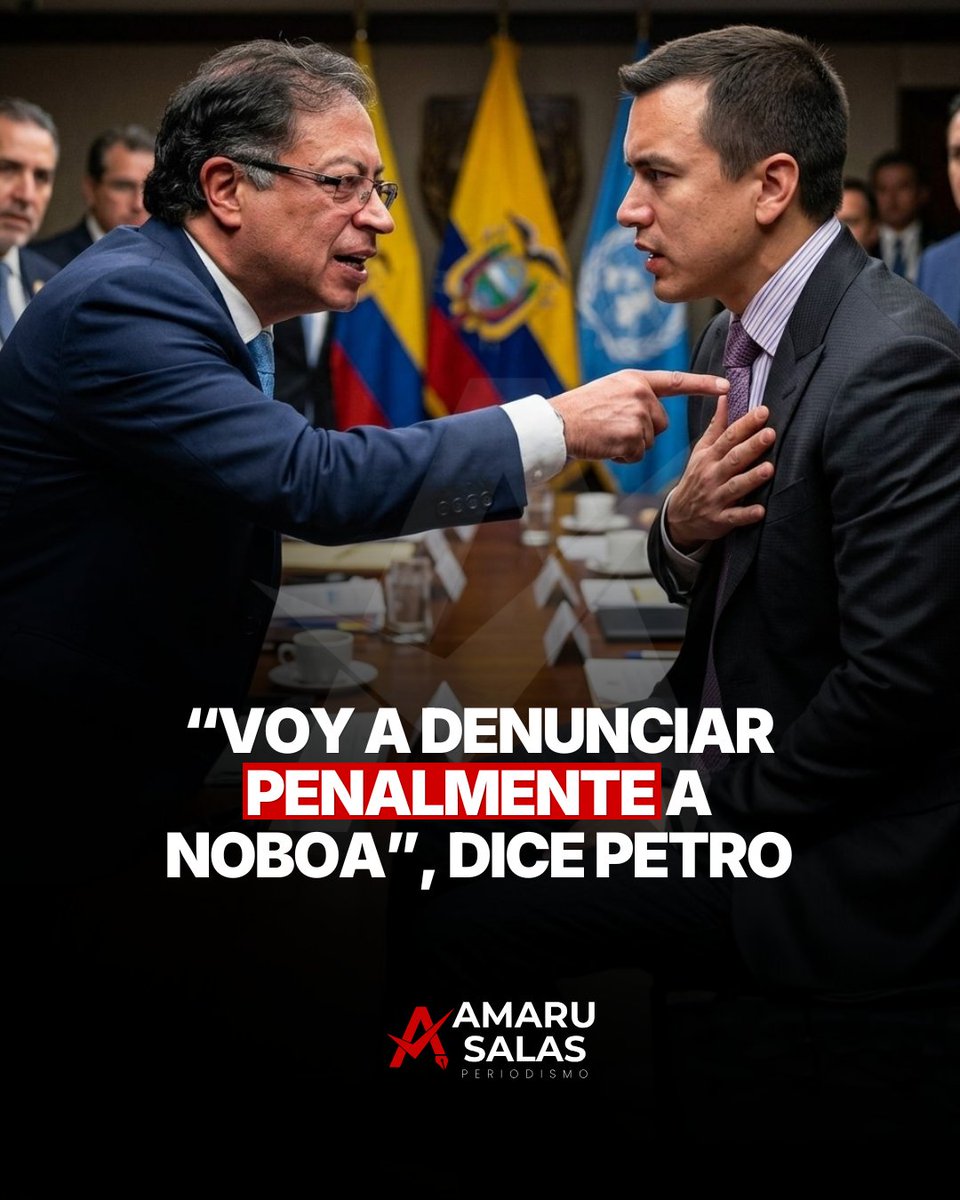contrastestv_ec's tweet photo. El presidente de Colombia, Gustavo Petro, anunció que presentará una demanda penal contra su homólogo ecuatoriano, Daniel Noboa, tras acusarlo de emitir declaraciones “calumniosas” en su contra. 

#GustavoPetro #DanielNoboa #Colombia #Ecuador https://t.co/ZOXJsJlOOx