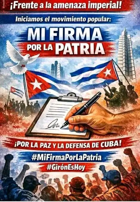 Frente a los desafíos actuales, la sociedad civil cubana convoca a ser protagonistas de un momento histórico, inicia el movimiento popular:
​📢 #MiFirmaPorLaPatria
​#GirónEsHoy