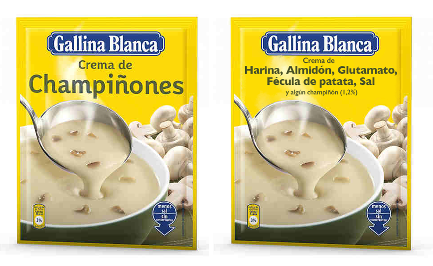 Cómo serían los paquetes de comida ultraprocesada si las empresas fuesen sinceras: 

1/ Crema de harina, almidón, glutamato monosódico, fécula de patata, sal y algún champinón (1,2%) 👇
