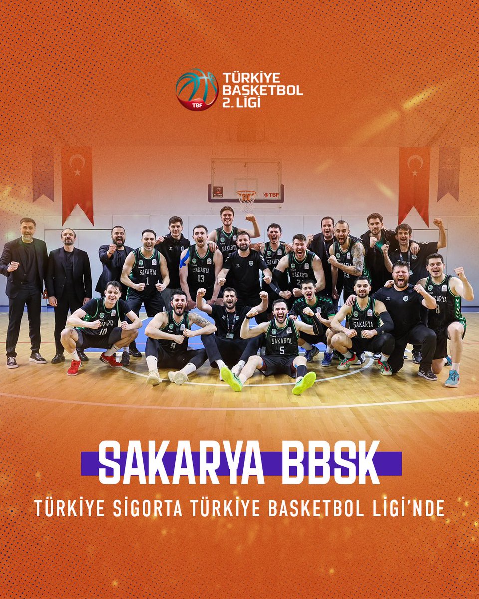 Türkiye Basketbol 2. Ligi Playoff yarı finalinde Kütahya Belediyespor karşısında galip gelen Sakarya BBSK Türkiye Sigorta Türkiye Basketbol Ligi'ne yükselen ilk takım oldu! 🏀