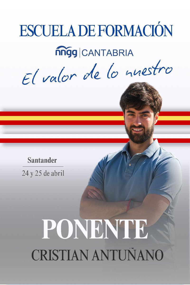 🔥 𝗣𝗢𝗡𝗘𝗡𝗧𝗘 𝗖𝗢𝗡𝗙𝗜𝗥𝗠𝗔𝗗𝗢 🔥

🗣️Cristian Antuñano, portavoz del PP en Castro-Urdiales, estará en la Escuela de Formación NNGG Cantabria

💣Te esperamos los días 24 y 25 de abril en Santander. ¡Ya queda poco!

#ElValorDeLoNuestro