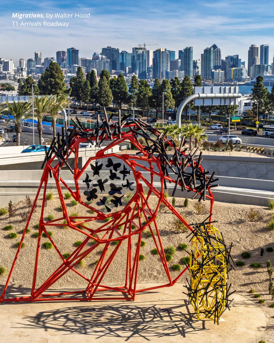 SanDiegoAirport's tweet image. See Walter Hood's #publicart at SAN:

🔹 Migrations, T1 Arrivals Roadway 
bit.ly/48amO9j

🔹 Carry On, T2 International Arrivals 
bit.ly/4cyrzeg 

#SANarts #SanDiegoAirport