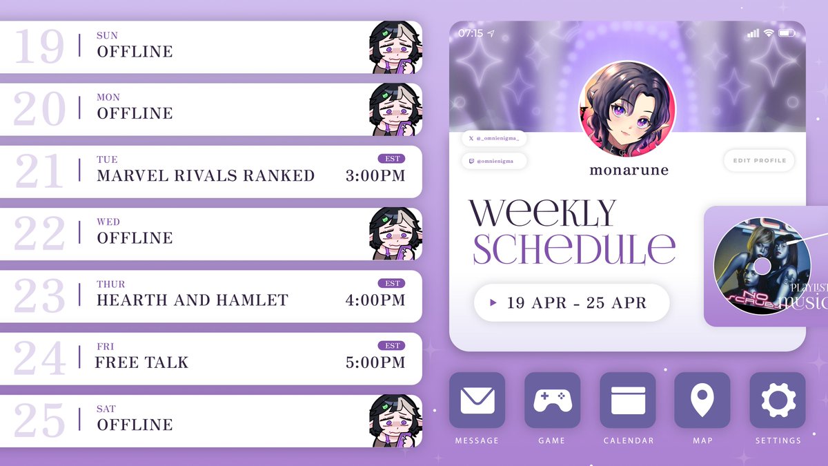 ⋆˙⟡ Schedule for Apr 19th - Apr 25th ⟡˙⋆