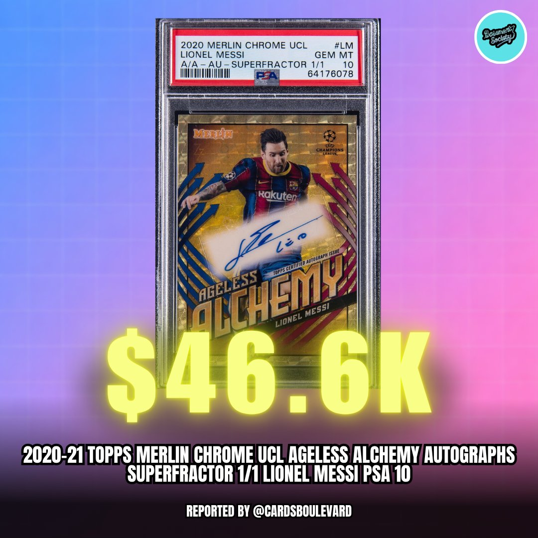 BsmntSoc's tweet image. Messi 1/1 PSA 10 auto for $46K… that pricing doesn’t align with his global pull
via Cards Boulevard

#LionelMessi #SportsCards #SoccerCards #CardMarket