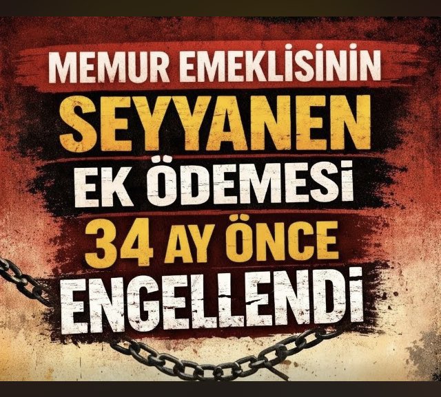 Memur Emeklisinin ek ödeme alması 34 ay önce engellendi..! 
#MemurEmeklisineAdalet