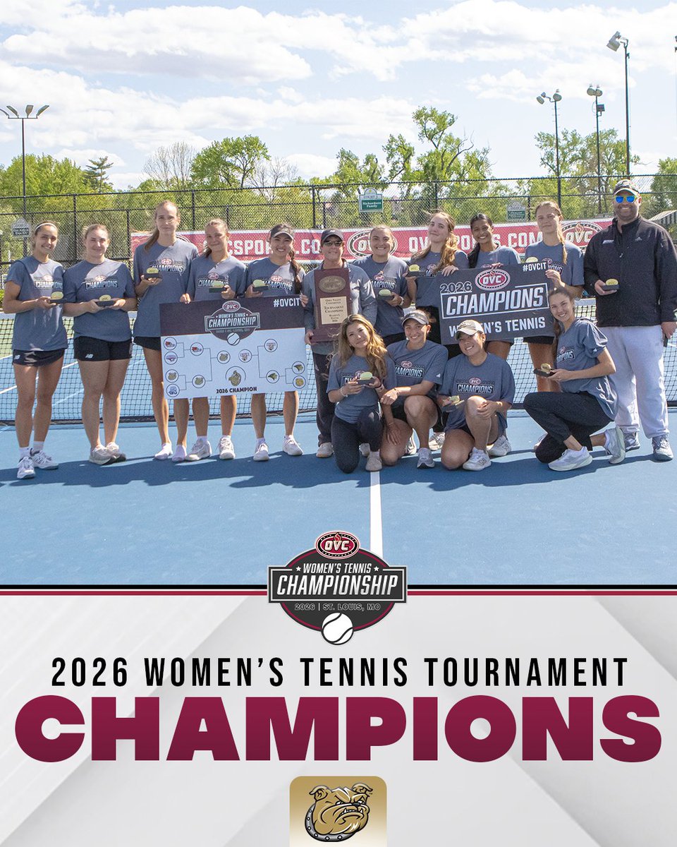 OVCSports's tweet image. 𝗢𝗩𝗖 𝗧𝗢𝗨𝗥𝗡𝗔𝗠𝗘𝗡𝗧 𝗖𝗛𝗔𝗠𝗣𝗦🏆

@BryantWTennis win the OVC Tournament back-to-back seasons🔥

#GoBryant | #OVCit
