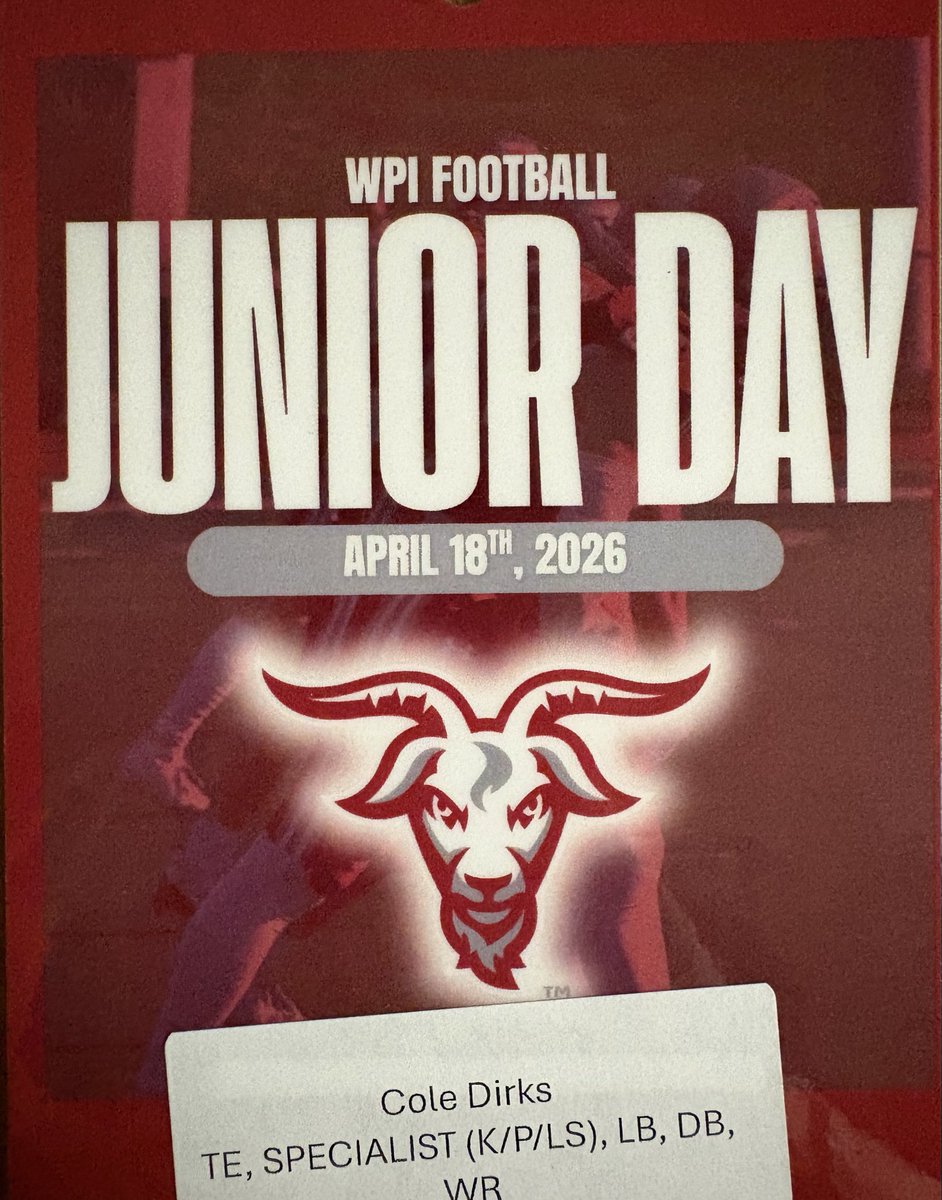 Cdirks2027's tweet photo. Really enjoyed watching a high-energy @WPIFootball practice, touring campus, and meeting @CoachRobFB and many of the coaches and players. It’s clear to me it’s a special place and I’m grateful to have seen it all first-hand. Thank you for an amazing day!

 @Ravens_FB1862 @CoachJimGibbons @CoachRobFB @WPIFootball  @Coach_MSal