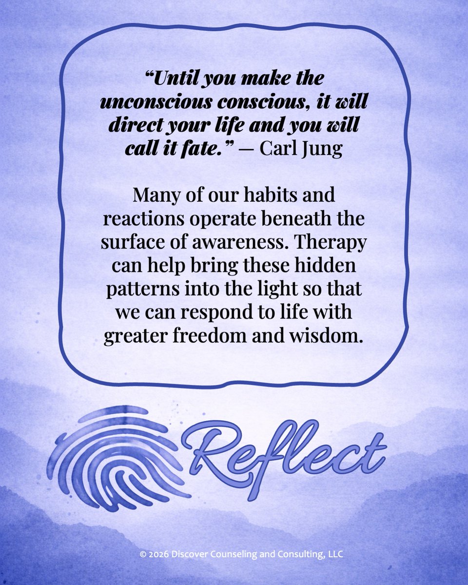 DiscoverCo1014's tweet image. Some of the patterns shaping your life operate beneath awareness.

When they stay unseen, they can feel like fate.

But awareness creates the possibility for change.

discovercounseling.net

#SelfAwareness #Growth #MentalHealth