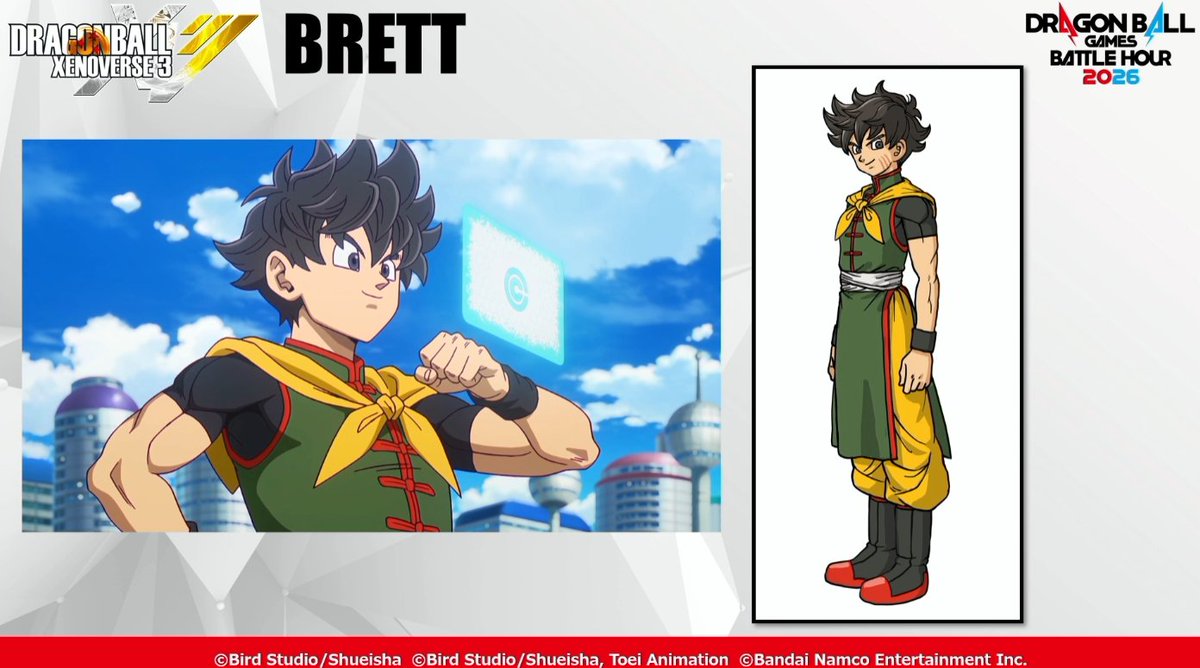 Brett é o nome do novo personagem de uma linhagem familiar, em Dragon Ball Xenoverse 3!
