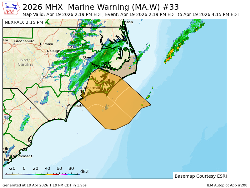 MHX issues Marine Warning [wind: 40 KTS, hail: 0.00 IN] till Apr 19, 4:15 PM EDT mesonet.agron.iastate.edu/vtec/f/2026-O-…