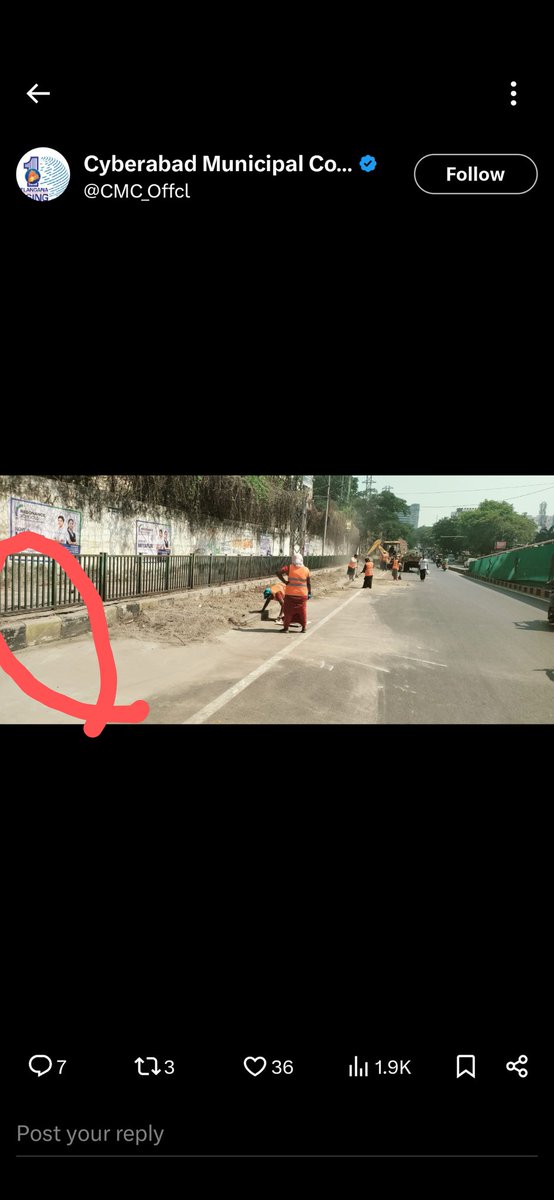 harshith5iv's tweet photo. @CMC_Offcl . Foothpaths and roads should  be connected without any dust. https://t.co/r3OBZP2dKC