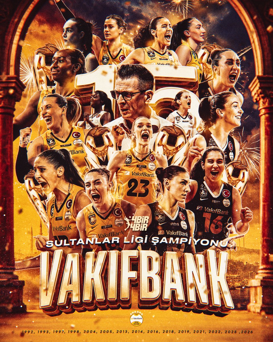 🏆 VAKIFBANK 15. KEZ ŞAMPİYON! Sarı-Siyahlılar, final serisinin son maçında Fenerbahçe Medicana’yı 3-1 mağlup ederek Vodafone Sultanlar Ligi şampiyonu oldu.

🟡⚫️ VakıfBank 3 - 1 Fenerbahçe Medicana 🟡🔵

🆚 23-25, 29-27, 25-20 ve 25-19
