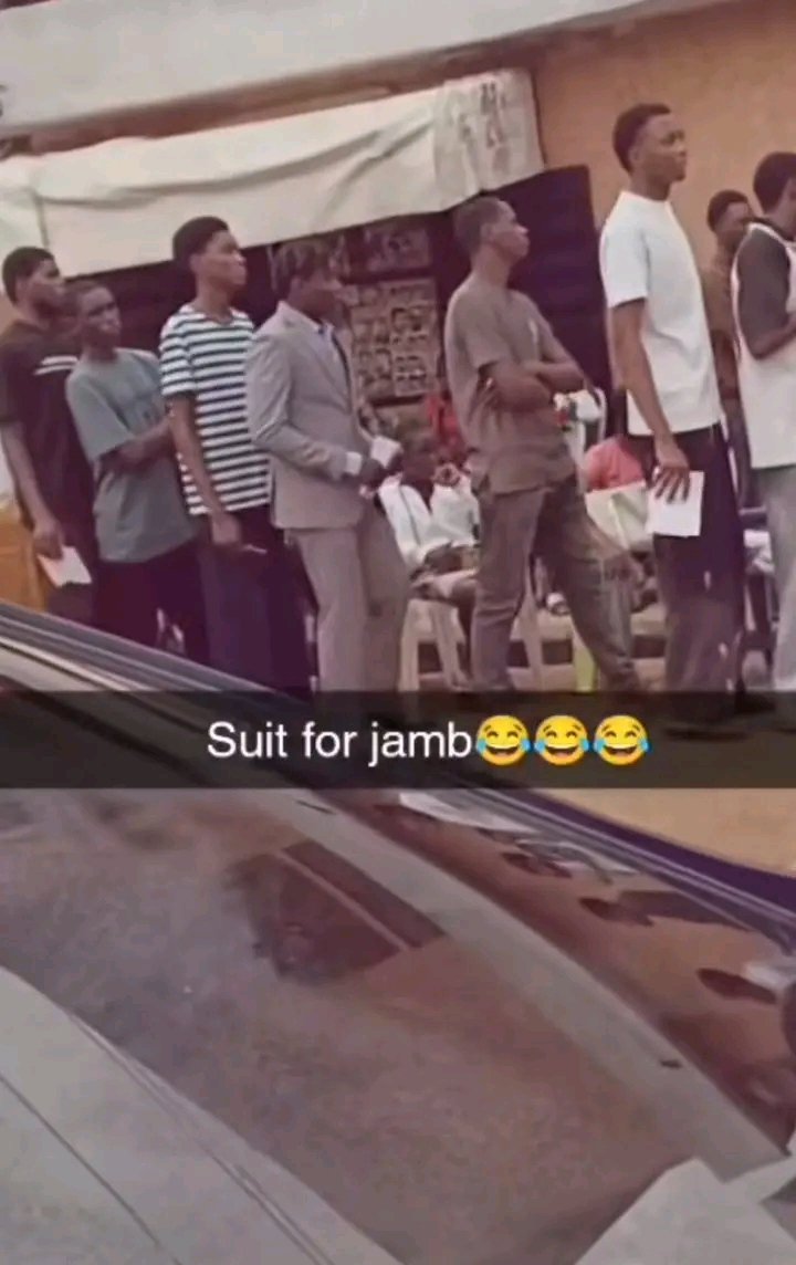 godwinibe's tweet image. A man spotted wearing a suit to write JAMB. #Jamb #exam 

_

#drgodwinibe #drgodwin #godwinibe