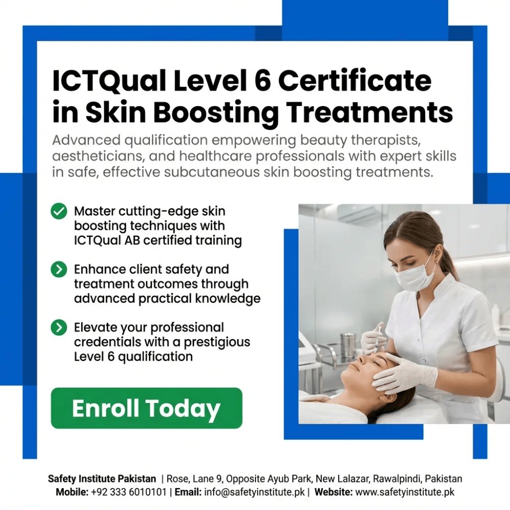 SafetyPakistan's tweet image. ICTQual Level 6 Certificate in Skin Boosting Treatments — Open for enrolment at Safety Institute Pakistan. Level 6. #ICTQual #Level #Certificate #Skin #Boosting #Treatments #VocationalTraining #Diplomas #Pakistan