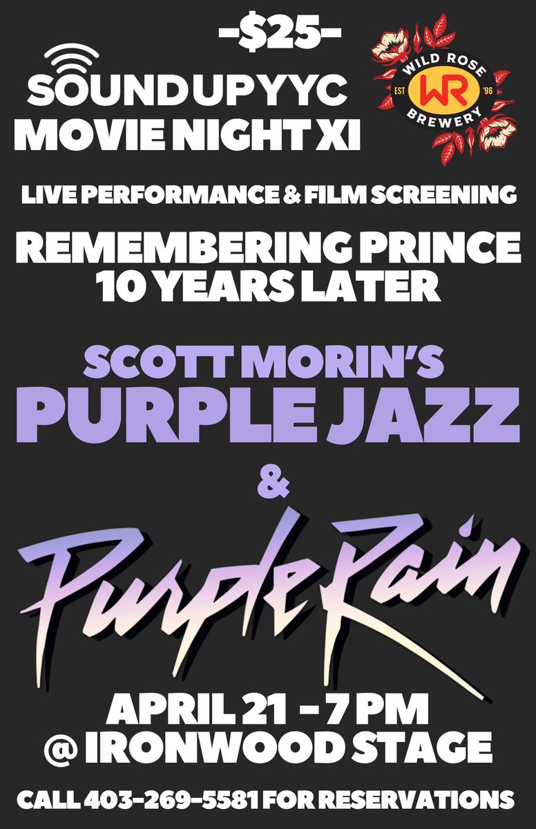 forloveofjazz's tweet image. Tuesday #Calgary: @IronwoodStage presents a tribute to Prince on the 10th anniversary of his death with a screening of Purple Rain + a live performance by the Purple #Jazz ensemble with vocalist Angela Wrigley &amp;amp; special guests Kirby Sewell vocals &amp;amp; Bob Fenske percussion, 7 pm,$25