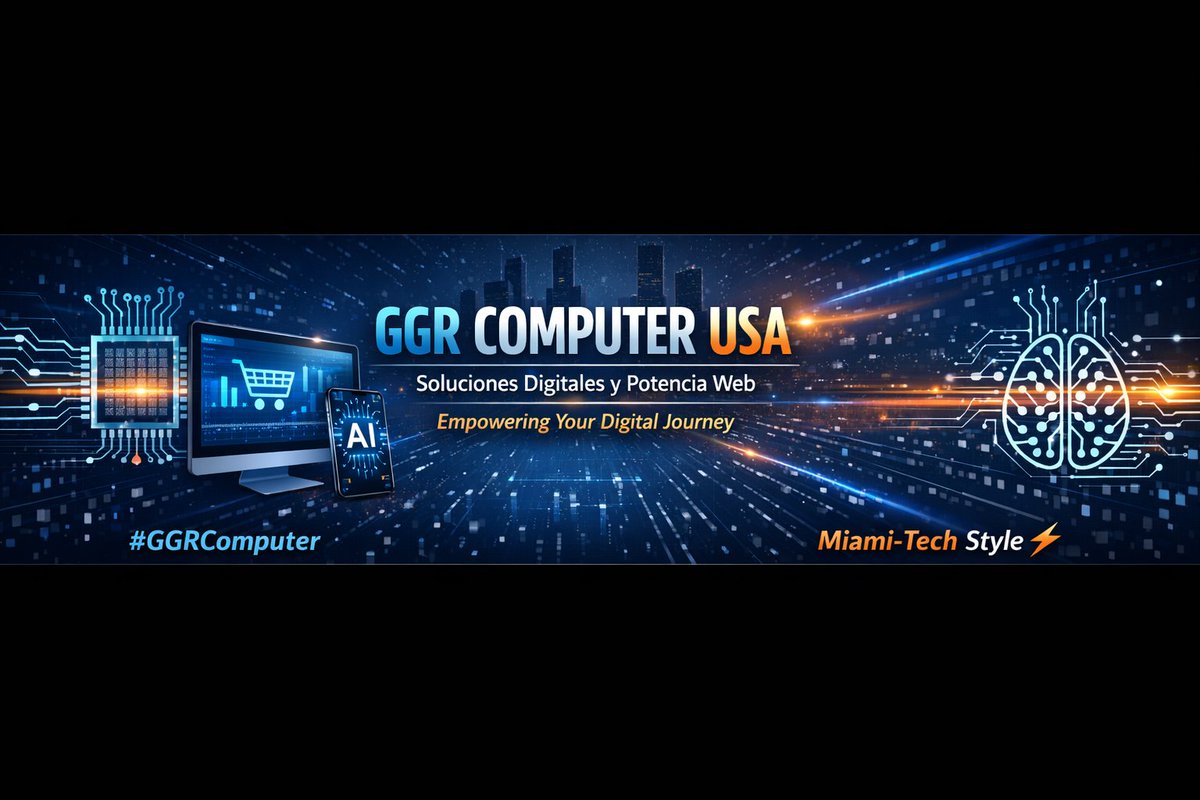 GGRComputer's tweet photo. Tecnología, IA y eCommerce para emprendedores.   💡 Soluciones reales, Automatización y Crecimiento Digital.   #GGRComputer | Miami‑Tech Style ⚡ https://t.co/RTpCdj5DAr