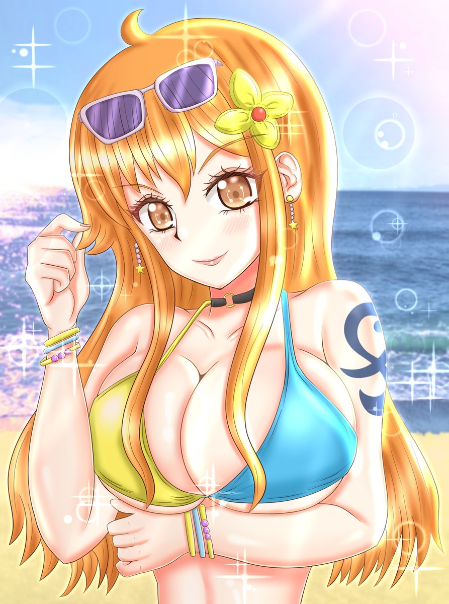 ナミ(ワンピース) 「おはようございます 今週も一週間頑張りましょう 今日のイラストは過去絵水着ナミさ」|なたまにあのイラスト