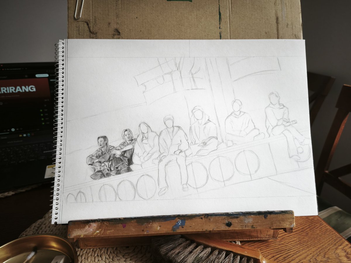 Annika_2402's tweet image. Sunday art update 😊
I managed to draw a bit at the weekend and the first piece of the 'Arirang on Stage' series is slowly coming to life. It's still far from being finished but I'm sharing the work process in case someone's interested😉
#ArtForBangtan #pencildrawing #BTSfanart