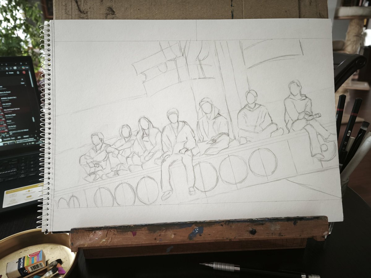 Annika_2402's tweet image. Sunday art update 😊
I managed to draw a bit at the weekend and the first piece of the 'Arirang on Stage' series is slowly coming to life. It's still far from being finished but I'm sharing the work process in case someone's interested😉
#ArtForBangtan #pencildrawing #BTSfanart