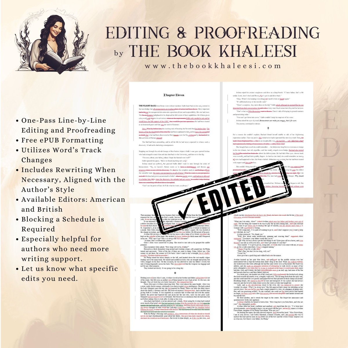 eevalancaster's tweet image. We offer EDITING Services, with proofreading and epub formatting.
thebookkhaleesi.com/2016/08/Editin…
Make sure your manuscript is polished and publish-ready.

Book your slot now! Email us. 😊 

#editing #publishing #authorservices #AuthorSupport #Proofreading 
#WritingCommunity #IARTG