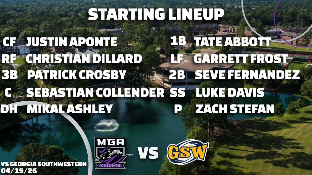 MGABASEBALL's tweet photo. Starters for the last game at Stuckey Field this season!

#GoKnights
#CastleCity https://t.co/31r80FTJjd