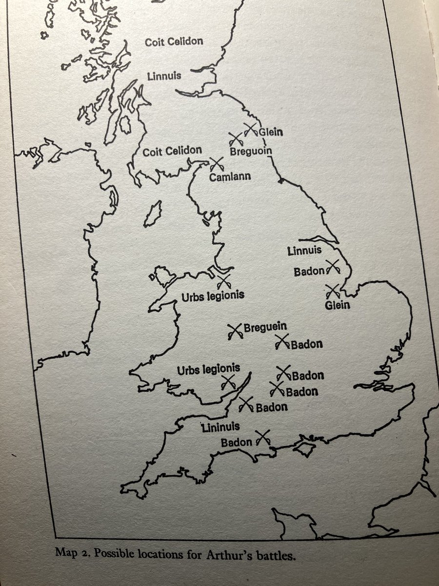 AdamArdrey's tweet photo. @ArthurianSoc consensus per Prof Alcock - six Badons but no Arthur and if you look at the map - no Badons. Scotland has one Badon - Baodan / Badon / Badden which comes with an historical Arthur, Arthur Mac Aedan. Google Map Lochgilphead. Historical ‘Merlin’ connection too. https://t.co/rSFJWOL5qV