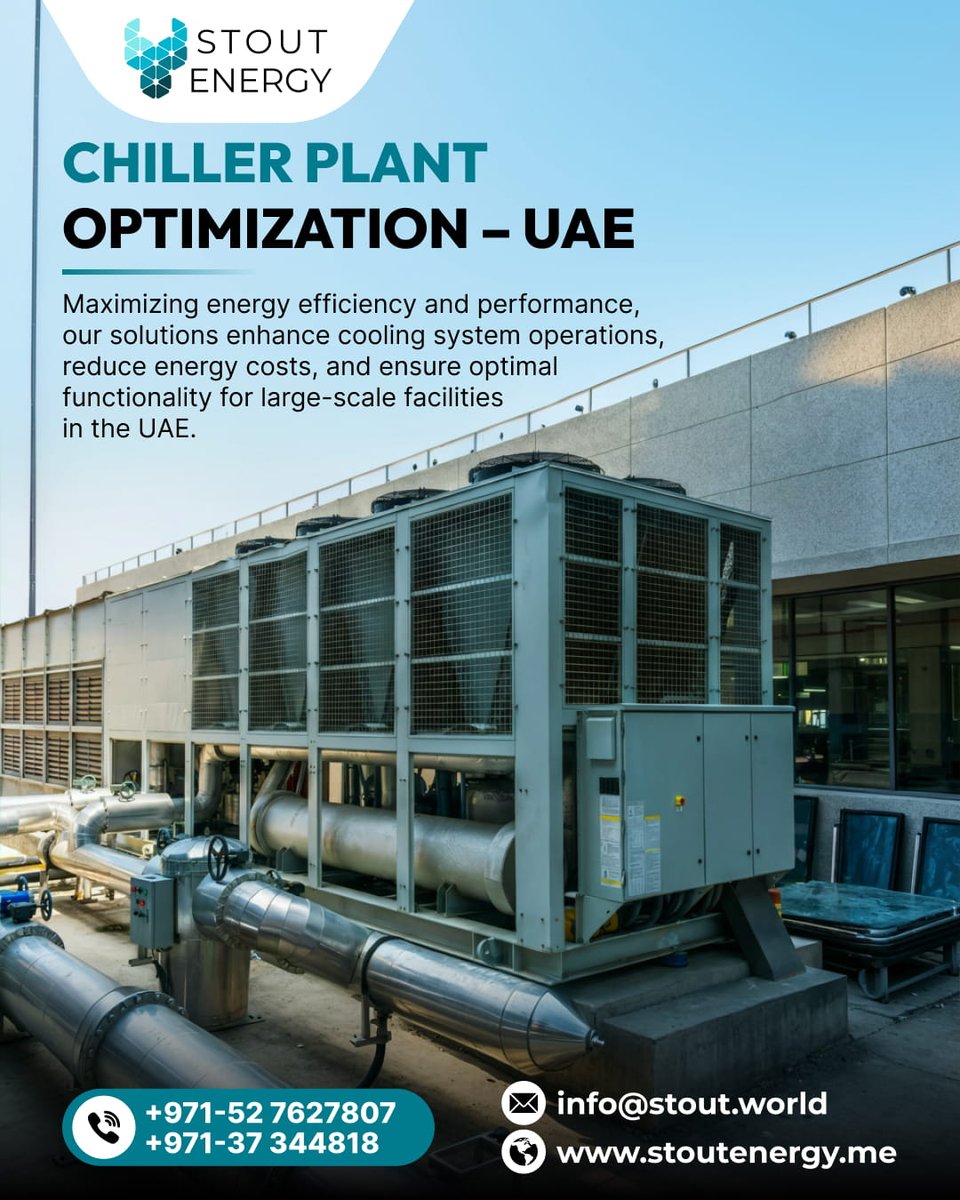StoutEnergy's tweet image. ❄️ #ChillerPlantOptimization in #UAE ❄️
Maximize energy efficiency and performance with our cutting-edge solutions! ✨
📞+971 52 7627807,37 344818
🌐 stoutenergy.me

#EnergyEfficiency #StoutEnergy #UAESolutions #OptimizePerformance #SustainableSolutions #HVACOptimization