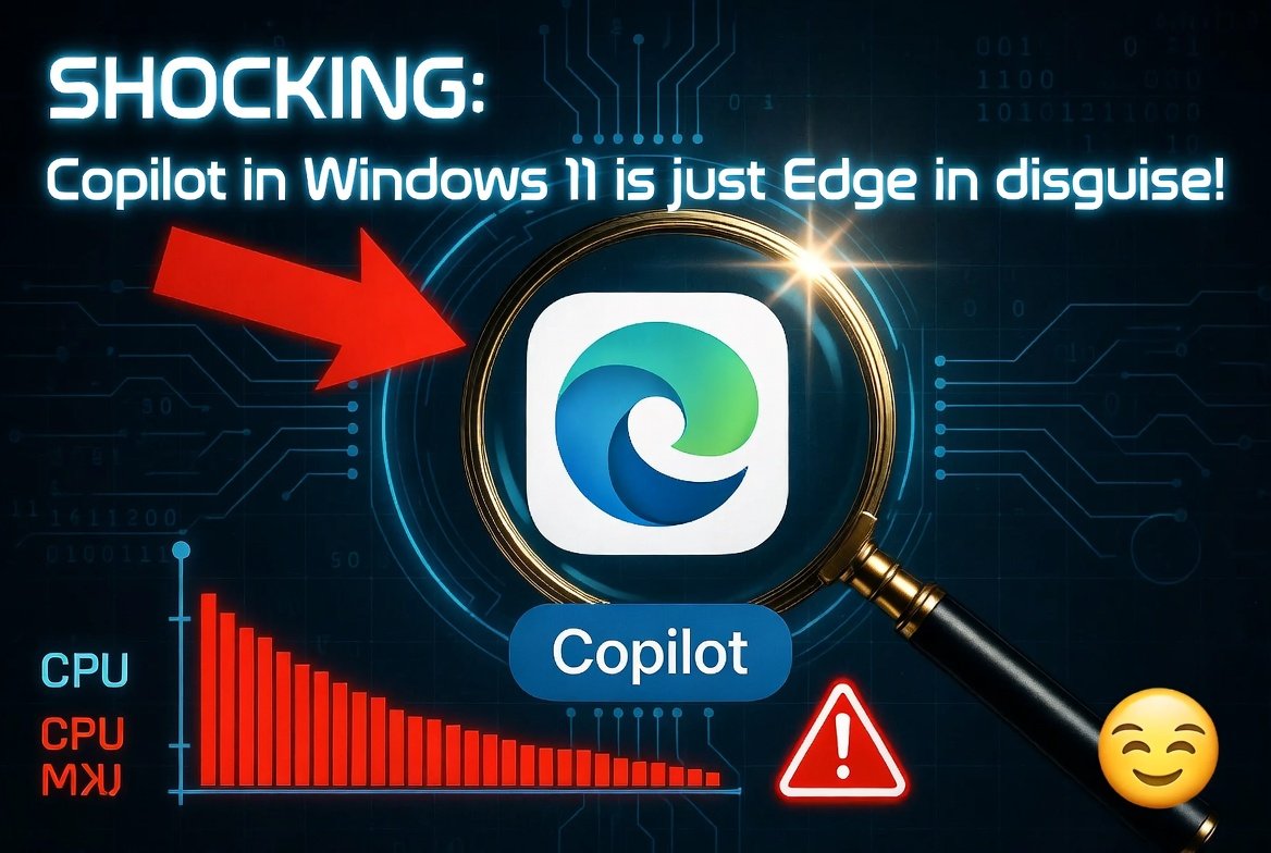 Shaerif's tweet image. Microsoft released a new Copilot app for Windows 11. You rename mscopilot.exe to msedge.exe. You get the same result after you delete Edge from your PC. Your device uses more CPU and memory. You pay with your personal data. 🕵️‍♂️ #Microsoft #Copilot #Windows11 #DataPrivacy