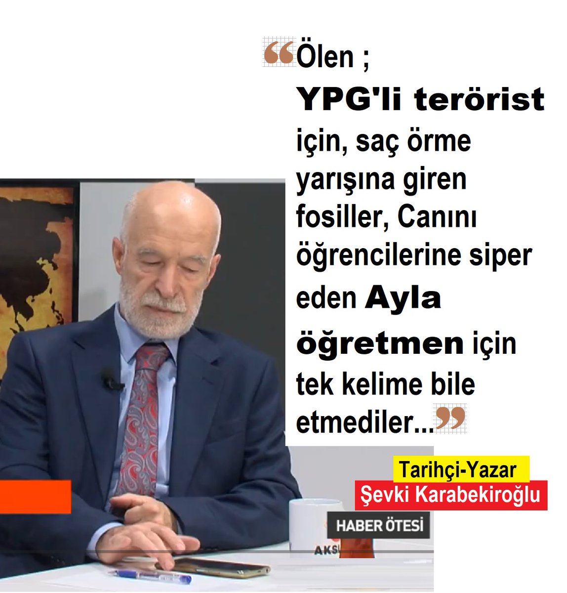 Siz hiç;
Kahramanmaraşta kendini öğrencilerinin üzerine atan,Onları korumak için bedenini kurşunlara siper ederken şehit düşen matematik öğretmeni Ayla Kara için video çeken, saçlarını ören, Taksimde yürüyüşler yapan kadın örgütü gördünüz mü?
<a href="/SevkiKarabekir/">Şevki Karabekiroğlu</a>