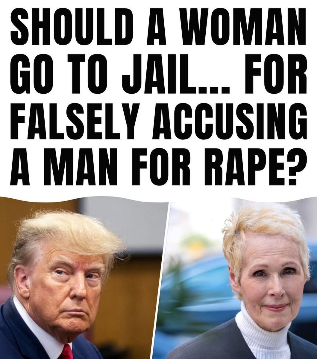 NuclearMAGAlady's tweet photo. SHOULD A WOMAN GO TO JAIL... FOR FALSELY ACCUSING A MAN FOR RAPE?

A. Yes
B. No https://t.co/OL1SbuNci1