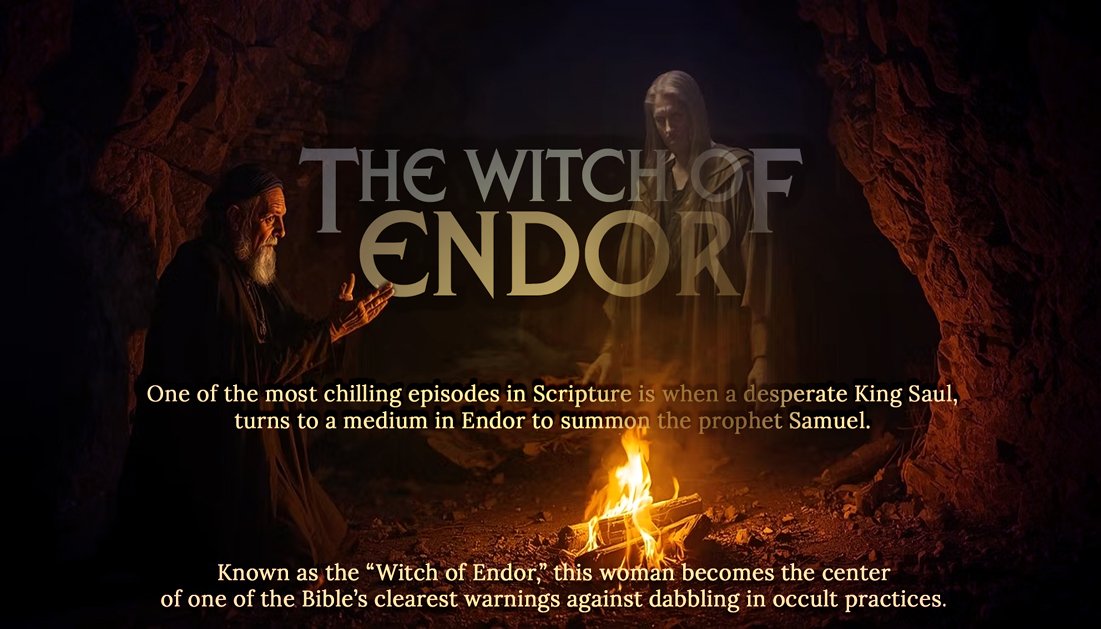 KTHehir's tweet image. In 1 Samuel 28, #KingSaul turns to a #medium in Endor to summon the #prophet Samuel. Known as the “#WitchOfEndor,” this woman becomes the center of one of the Bible’s clearest #warning against dabbling in #occult practices...

Details: prophecyrecon.com/article/the-wi… #necromancy #mediums