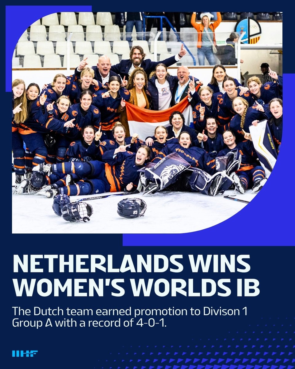 IIHFHockey's tweet image. Netherlands going up to #WomensWorlds 1A for next year!🇳🇱 

🔗 Full tournament recap: iihf.com/en/events/2026…

#IIHF