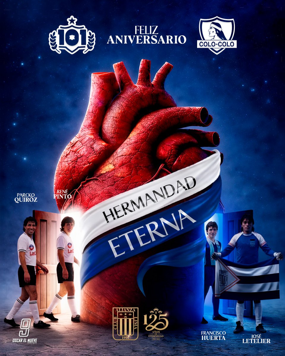 Felices 101 Años <a href="/ColoColo/">Colo-Colo</a> 🫂♾️
Alianza Lima y Colo Colo Un solo corazón 🖤🤍💙
#ColoColo #AlianzaLima