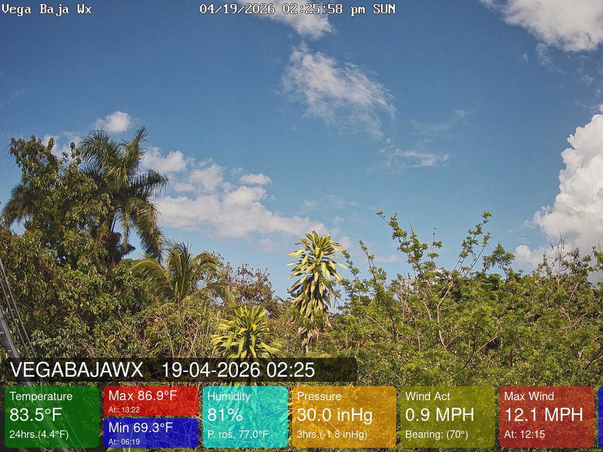 VegaBajaWx's tweet image. April 19, 2026 at 02:30PM Vega Baja #PuertoRico #weather #prwx #Wx