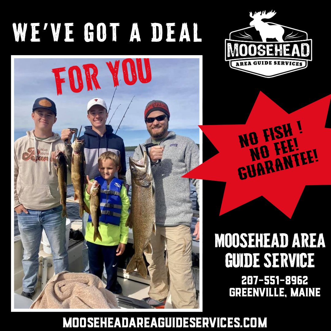 mainemoosetours's tweet photo. We’ve got a deal 🎣

No fish. No fee.

👉 https://t.co/OXB6MLQd7p

#FishingMooseheadLake #MaineFishing #NoFishNoFee #MooseheadLakeFishing #GreenvilleMaineFishing https://t.co/N7kRX0MoRy