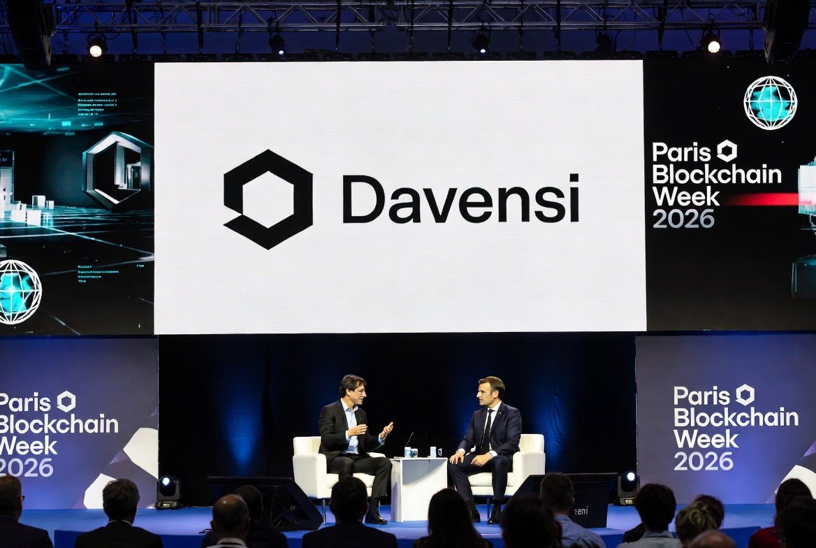 rambaldiseeker's tweet photo. @Davensi_off Big moment at #ParisBlockchainWeek 2026!French President @EmmanuelMacron on stage in a productive fireside chat with Davensi CEO, discussing the future of blockchain,innovation & Europe’s tech leadership.Davensi is shaping the next era of decentralized tech. Exciting times ahead! https://t.co/pGzsKyW2x1