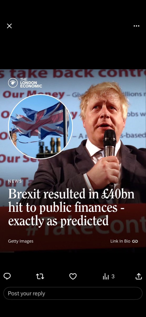 disheartened_gy's tweet image. A #brexit and #reform supporter trying to lecture about economics? 
Brexit has cost the UK 6-8% of its GDP as said the BoE not that u will care as u r a Reform supporter so any fact u don’t like u say is false. #Sad 

BTW quality of living is also regarded as wealth, heathen