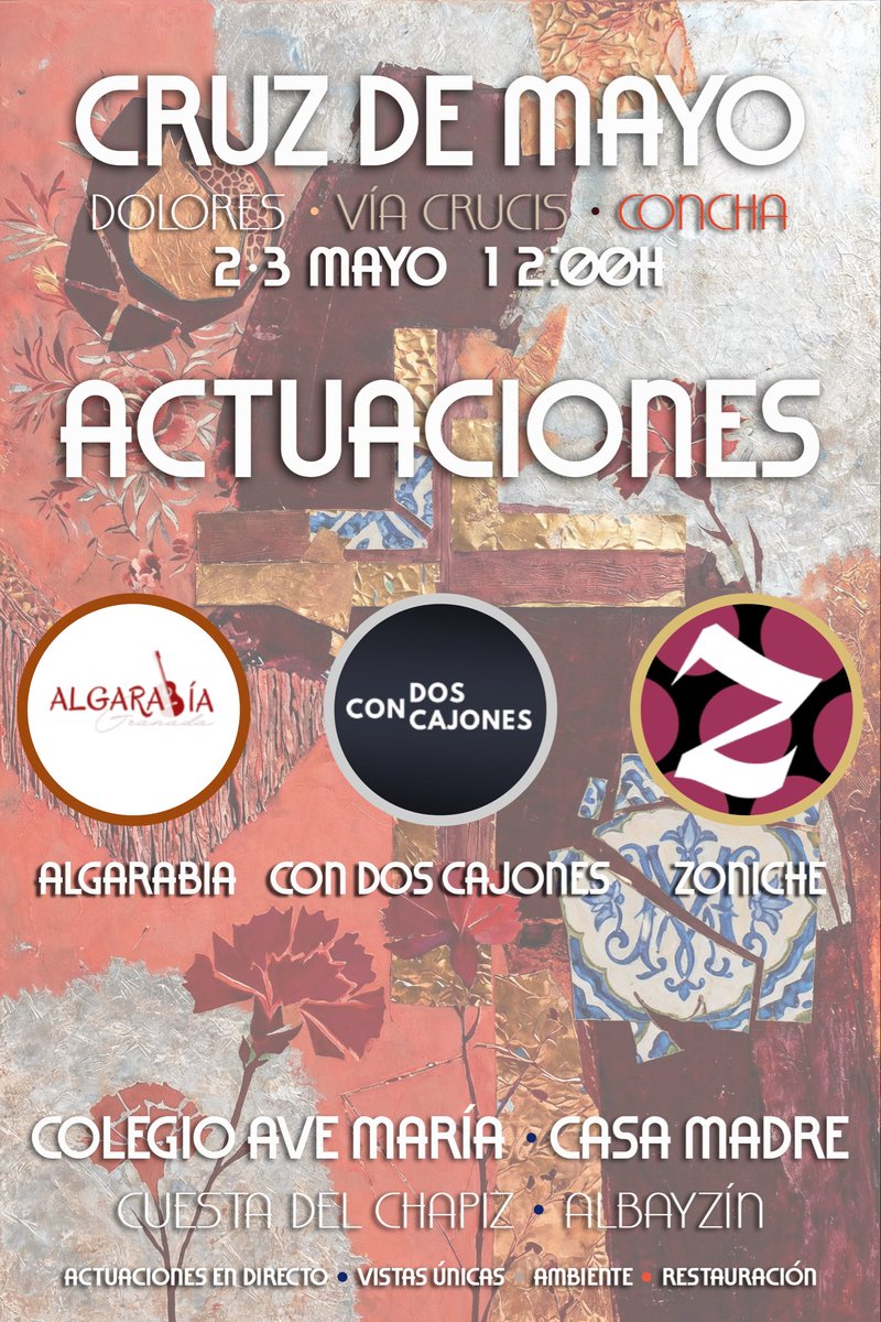 ViaCrucisGR's tweet photo. #CRUZDEMAYO | Vuelve la Cruz que tanto te gustó el año pasado.

Los días 2 y 3 de mayo, nuestra Hermandad junto a @doloresgranada y @hdadconcepcion nos unimos de nuevo para celebrar la Cruz de Mayo desde el corazón de nuestro barrio del Albayzín. https://t.co/P3eyNO2ZHT