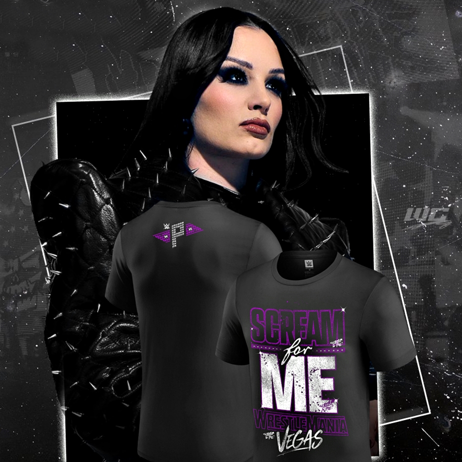 WrestleCourt's tweet photo. More than 100 units of this tshirt were sold after WrestleMania Night-1 was over last night.
#ScreamForMe @Saraya https://t.co/1XYQxLjezx