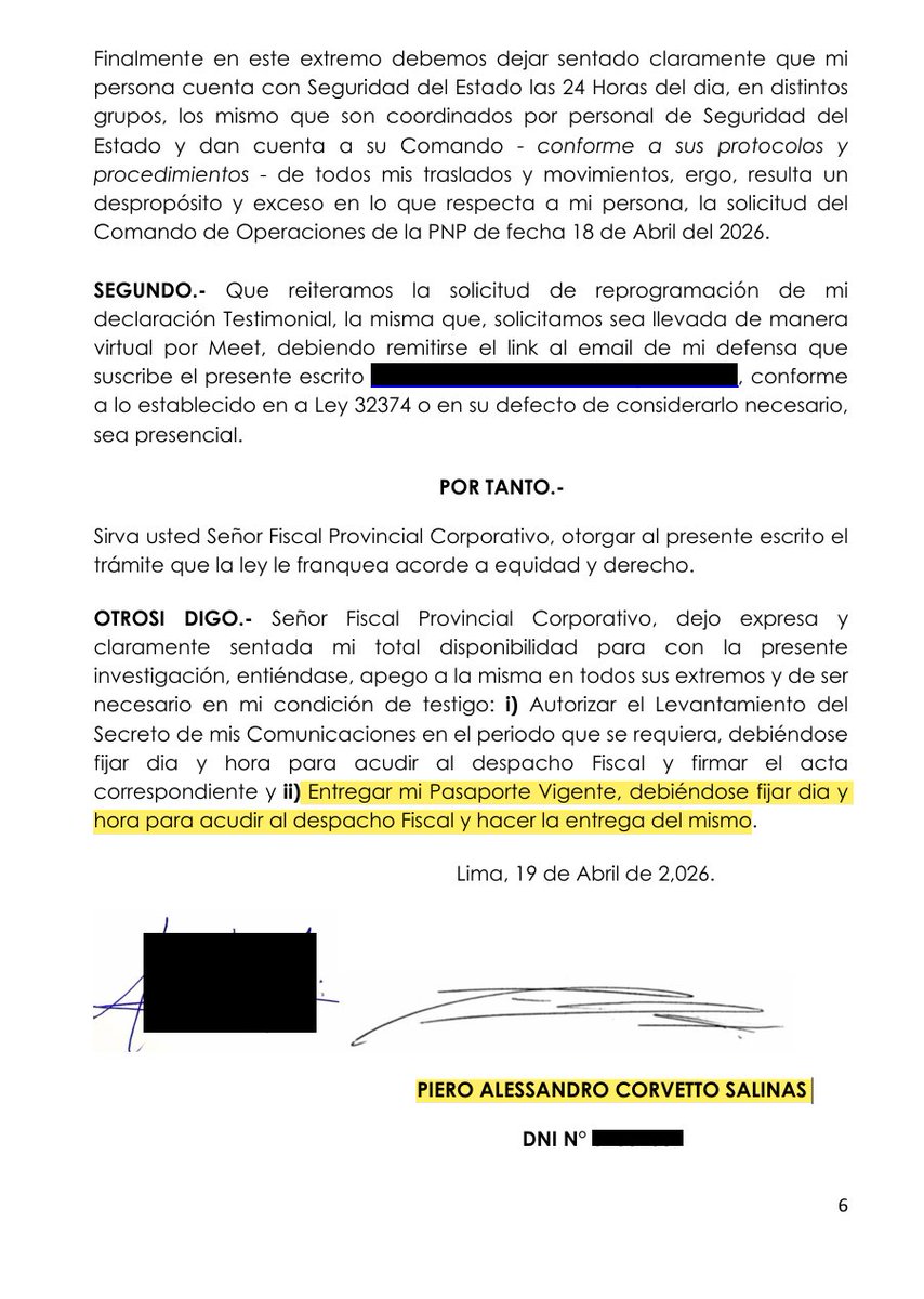 Aderly's tweet photo. #ATENCIÓN Jefe de la ONPE, Piero Corvetto, expresa su disposición para el levantamiento de sus comunicaciones y la entrega de su pasaporte al despacho fiscal. https://t.co/gWU7cAdd9H
