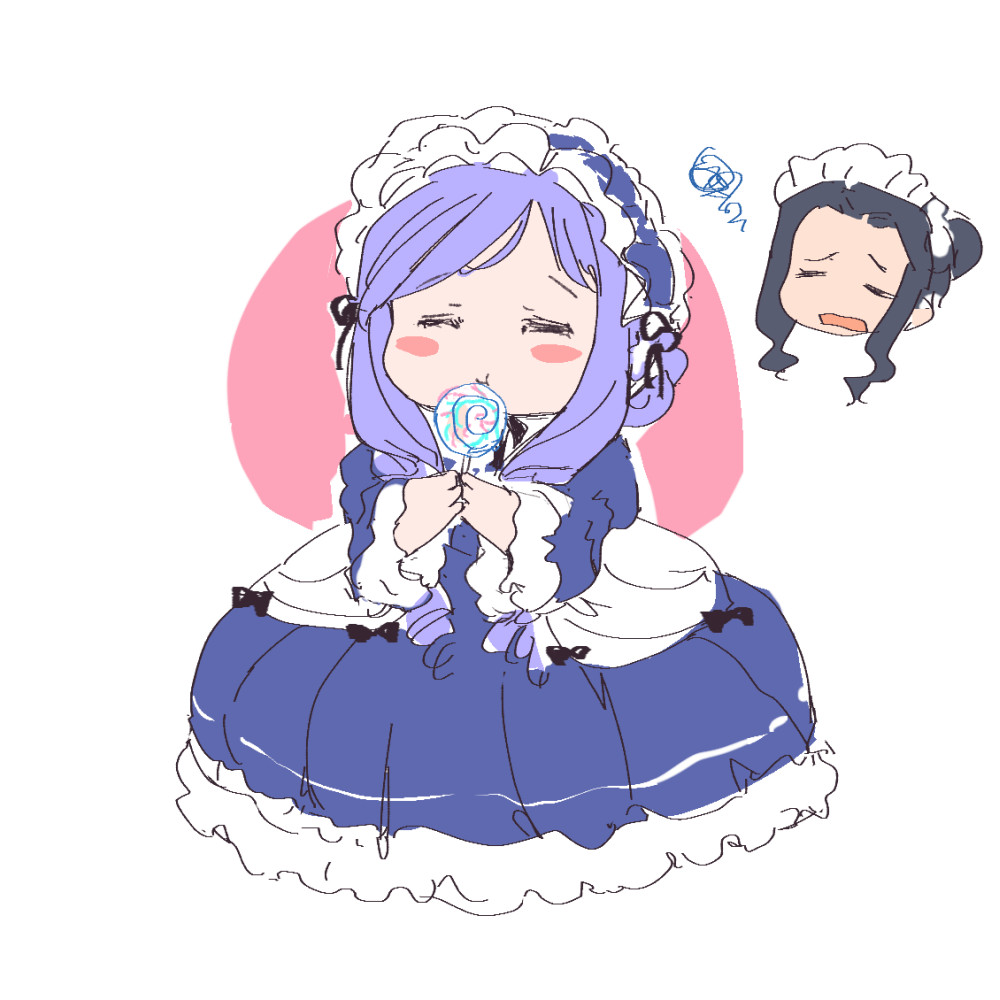 初期の二次創作のネタでちょくちょく見かけたぽっちゃり亞里亞
企画立ち上げはお菓子中心のキャラだったのがアニメ以降は人形のイメージで食が細そうになっていった感じ