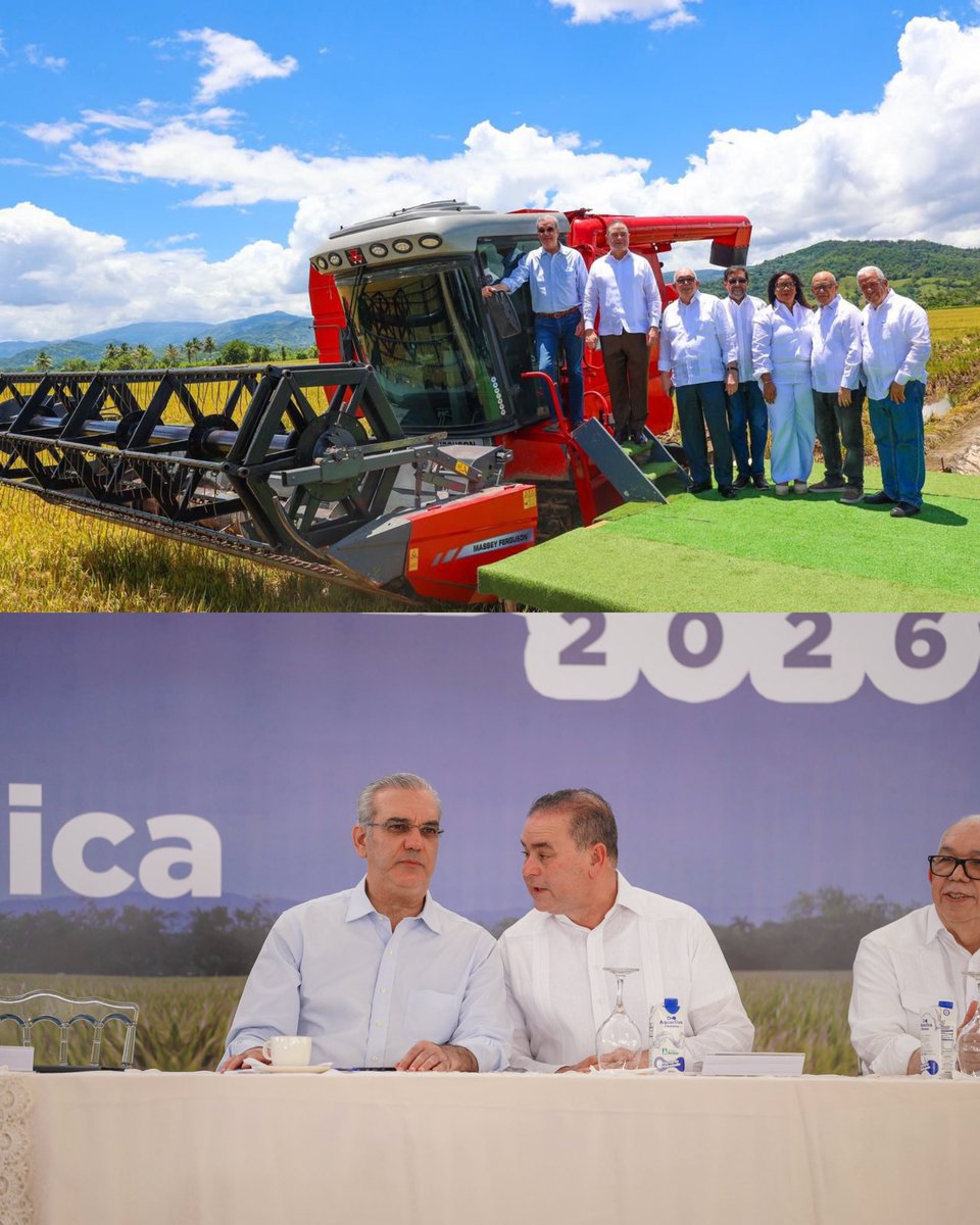 RD se consolida como el mayor productor de arroz del Caribe y Centroamérica. 🇩🇴🌾

Con más de 5 millones de quintales en inventario, el país garantiza la alimentación y fortalece su seguridad alimentaria.
El presidente Luis Abinader encabezó el inicio de la cosecha.