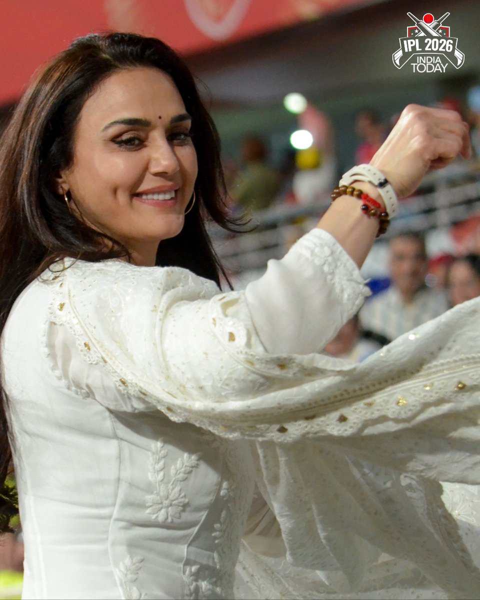 IndiaToday's tweet photo. Preity Zinta spotted enjoying IPL 2026 clash between Punjab Kings and Lucknow Super Giants in New Chandigarh.

#PreityZinta #PunjabKings #IPL2026 #LSG #Cricket #NewChandigarh https://t.co/pr2nSiXf5E