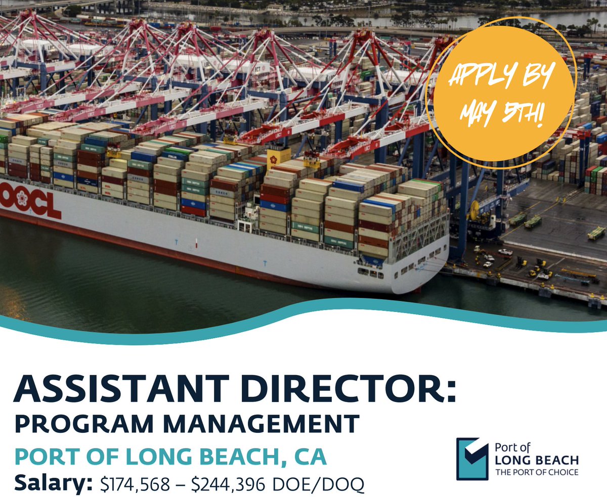 careersingov's tweet image. 🚨@PortofLongBeach is #hiring an ASSISTANT DIRECTOR OF PROGRAM MANAGEMENT.
💼 Salary: $174k - $244k
🎓 Bachelor’s degree
🏙️ 7 yrs engineering exp w/ port/harbor or related projects
@CA_Engineers @NSPEngineerJobs @NSPE #CAJobs #Jobalert #applynow
careersingovernment.com/job/1068764/as…