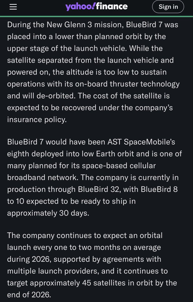 ToasterNZ's tweet image. $ASTS #blueorigin

Satellite to be de orbited. Bugger!
📉🚀