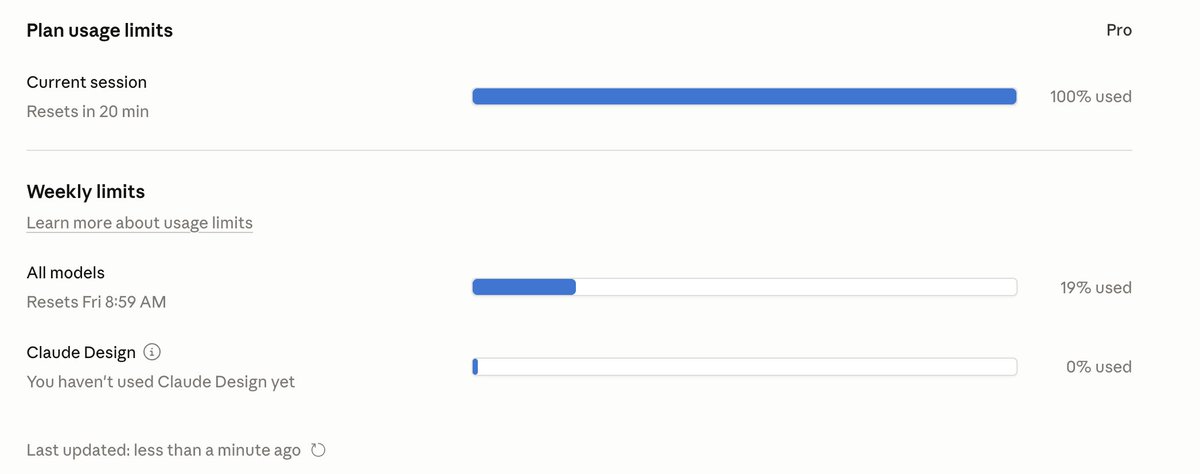 it's genius that your Claude Design credits aren't linked to your regular usage credits so when you run out you might as well try Claude Design to see what it's like