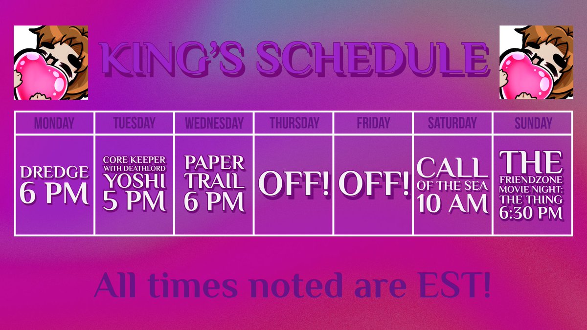 KingOTheCask's tweet image. Our #streaming schedule for the week on #Twitch - be sure to stop by and say hi!

#TwitchStreamer #SmallStreamerCommunity #SmallStreamersConnectRT #SupportSmallStreamers