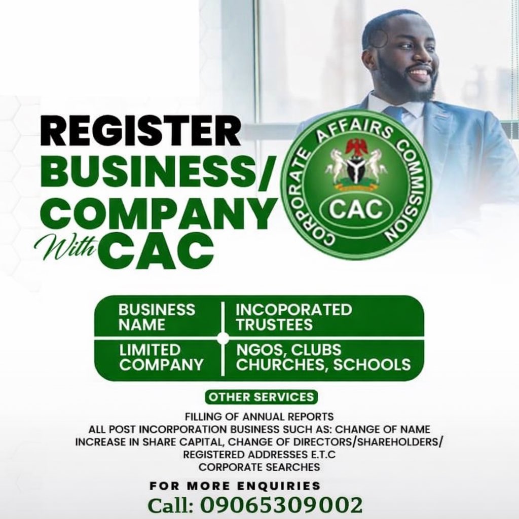 meksy's tweet photo. @ABUJAPLUG Let’s get your business registered with Corporate Affairs Commission.
I’ll handle everything for you fast and stress-free.
Send me your business name so we can check availability and start immediately. https://t.co/zsw9xUbGMT